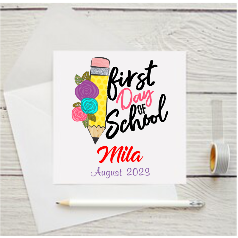 Personalised First Day of School Card