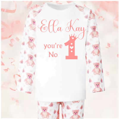 Personalised Birthday Pyjamas for Baby & Toddler Girls - Pink