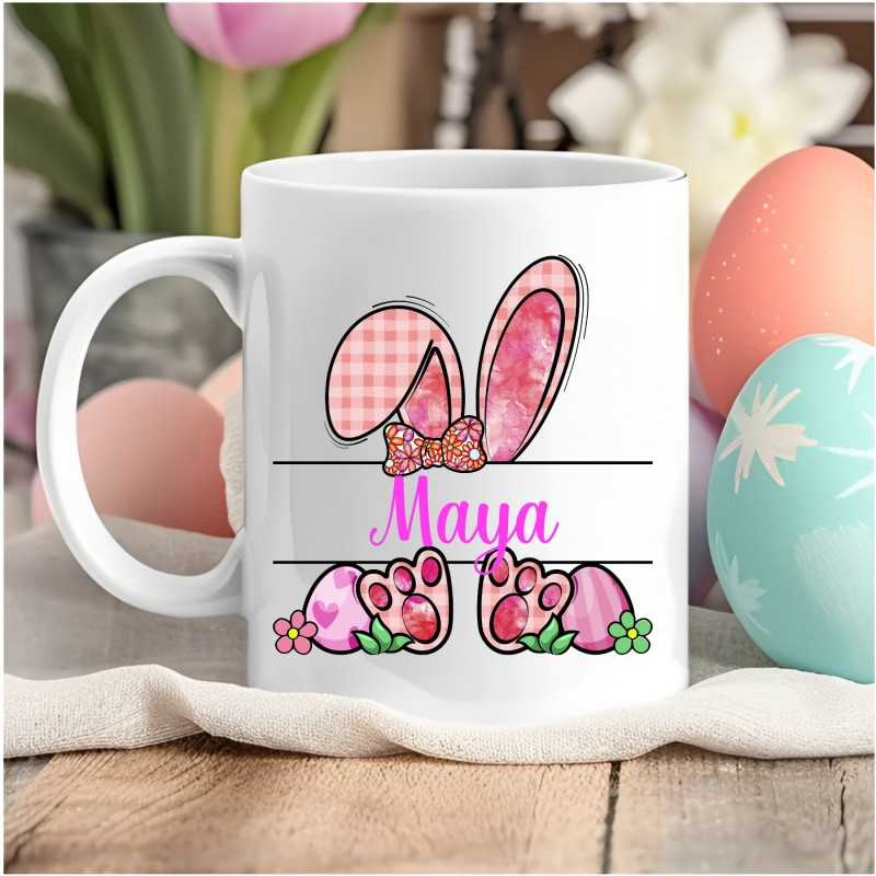 Personalised Easter Bunny Mug Pink