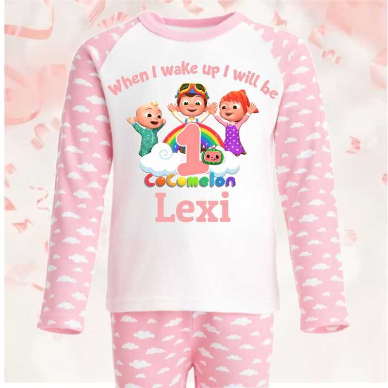 Personalised Birthday Pjs Cocomelon Pink