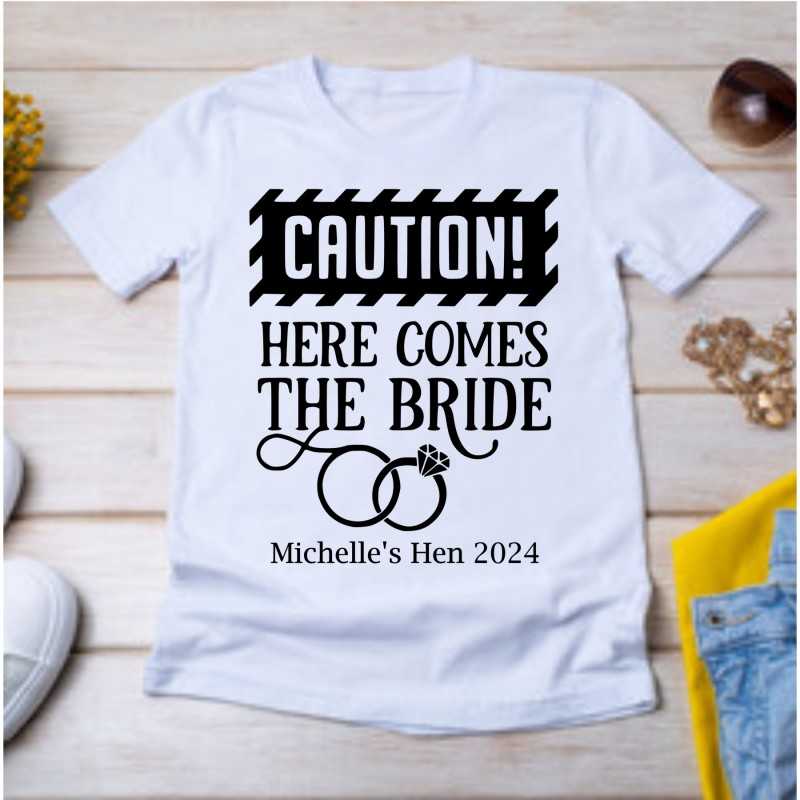 Personalised Bride T-shirt Caution