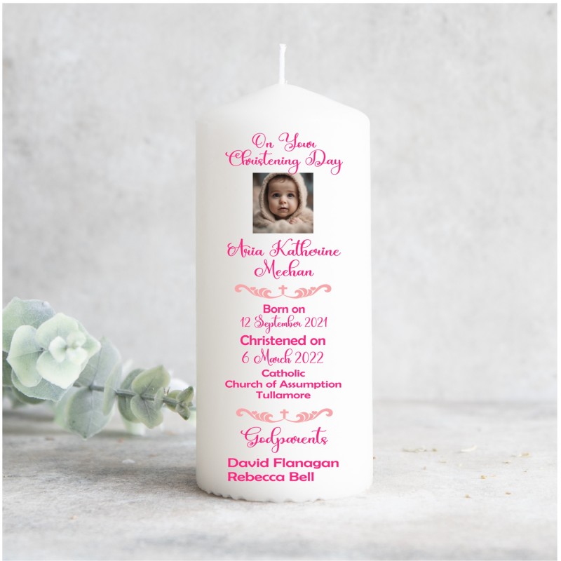Personalized Photo Christening Candle...