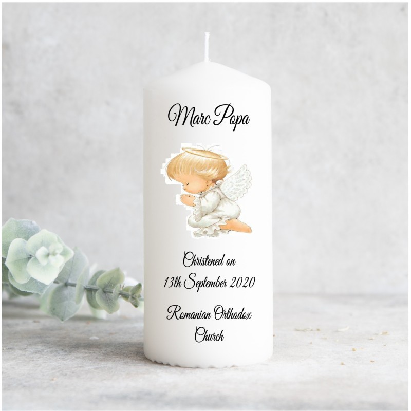 Personalised Christening Candle Angel