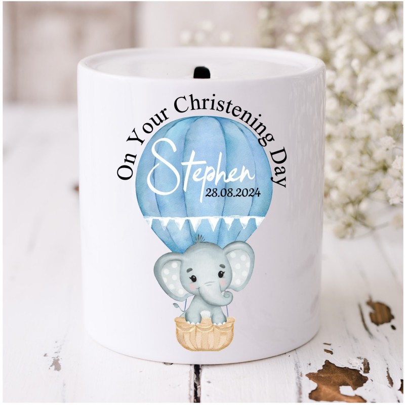 Personalised Christening Money Box Blue