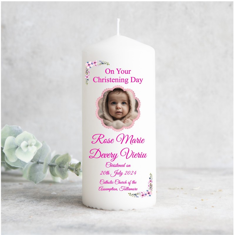 Personalized Photo Christening Candle...