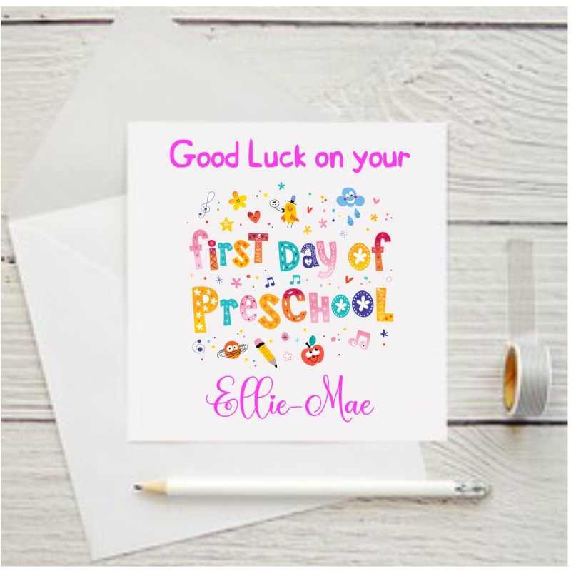 Personalised First Day Of Preschool Card