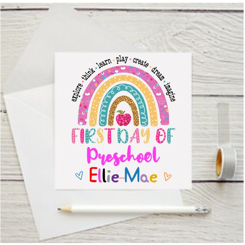 Personalized First Day Of Preschool Card