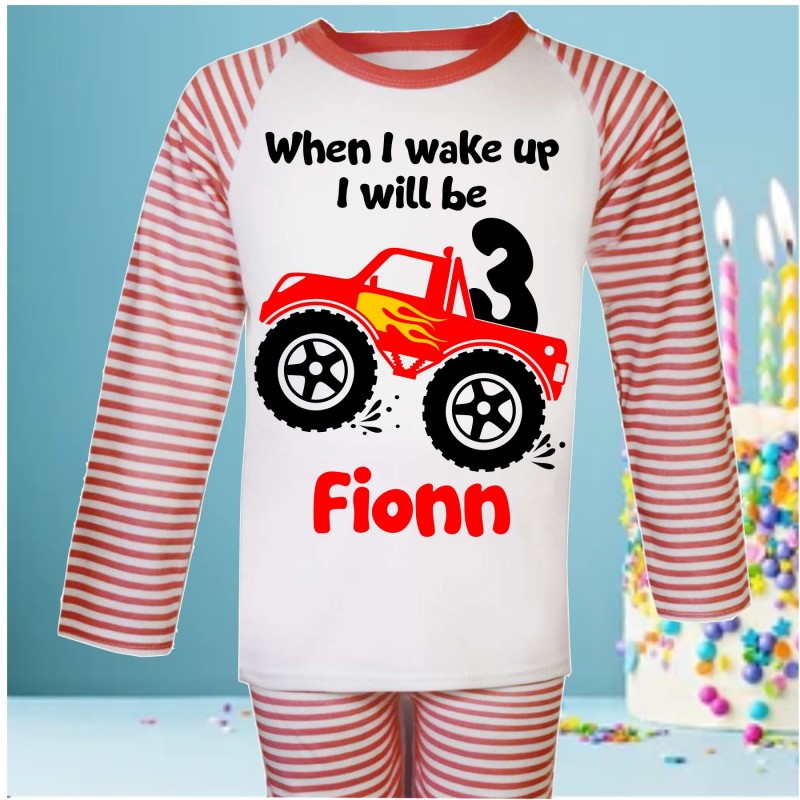 Personalised Birthday Pjs Monster Truck