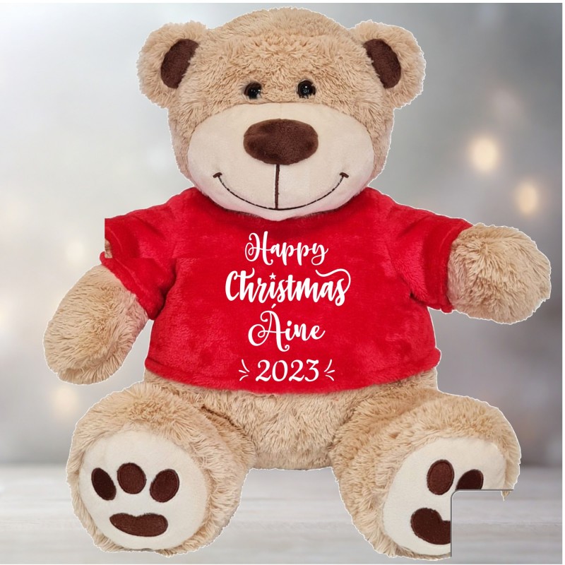 Personalised Paws Bear With Red T-Shirt