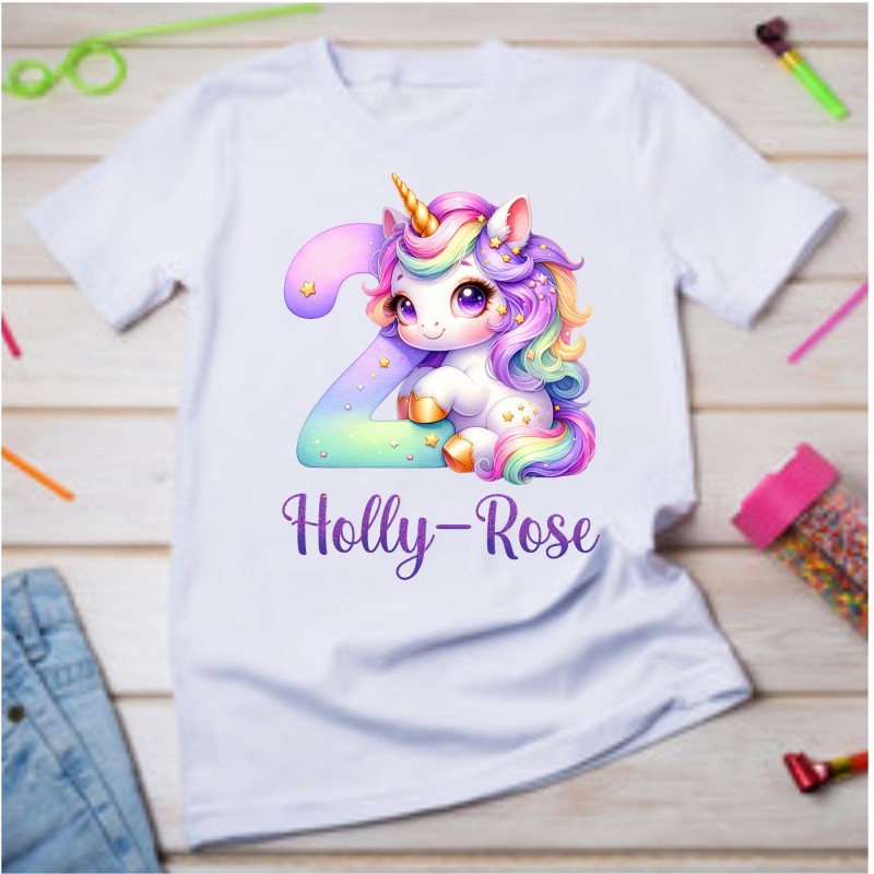 Personalised Birthday T-shirt Unicorn