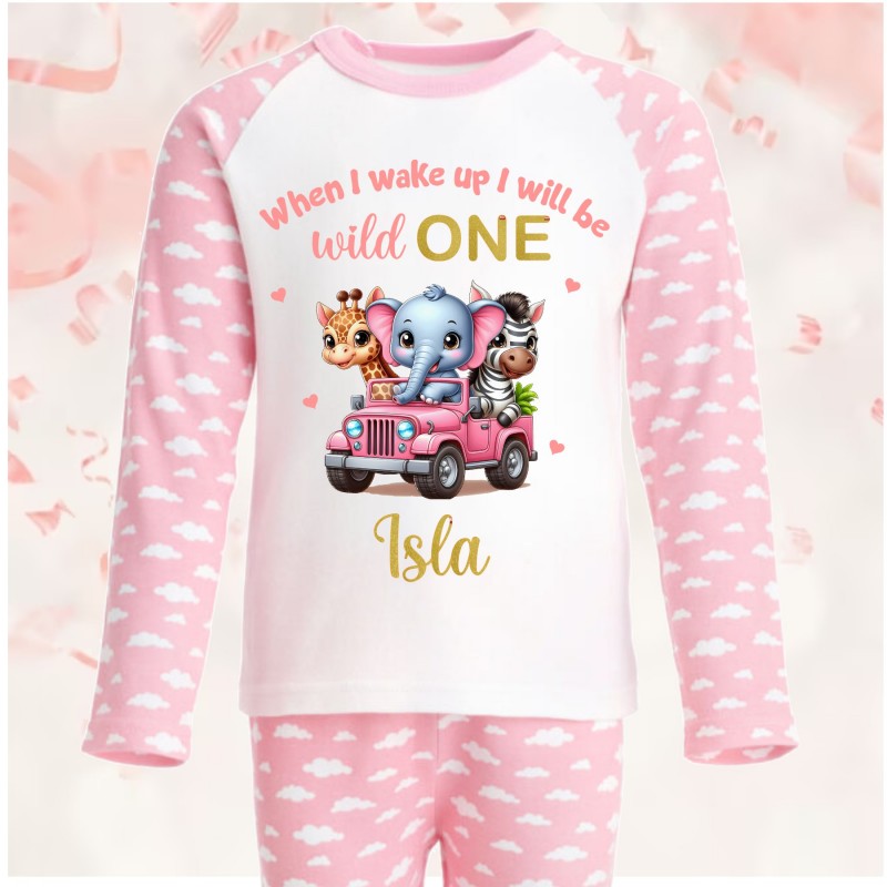 Personalised Birthday Pjs Wild Pink