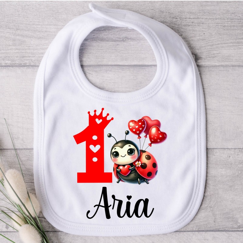 Personalised Birthday Bib Ladybug