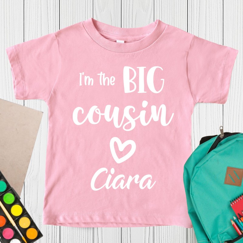 Personalised Big Cousin T-shirt pink