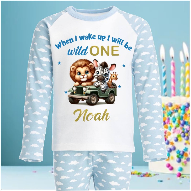 Personalised Birthday Pjs Wild Blue