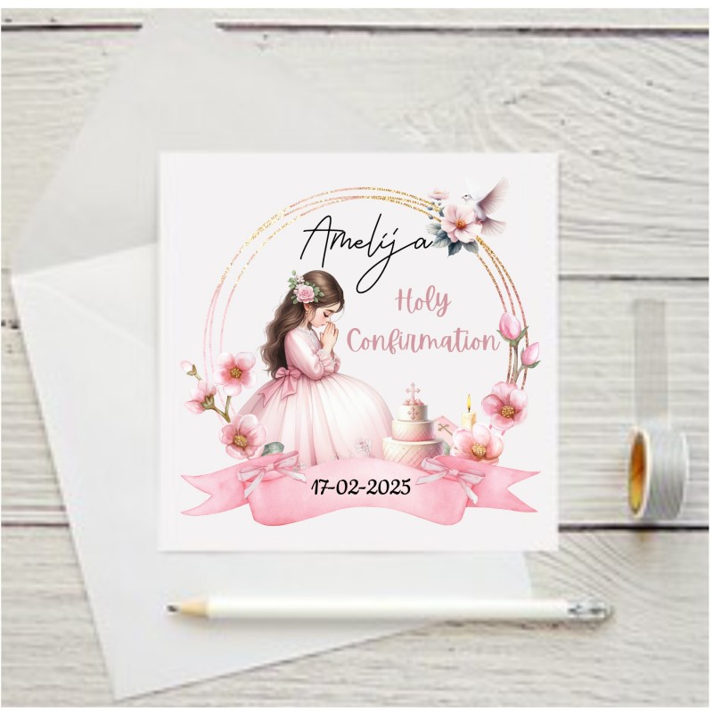 Personalised Confirmation Card Pink...