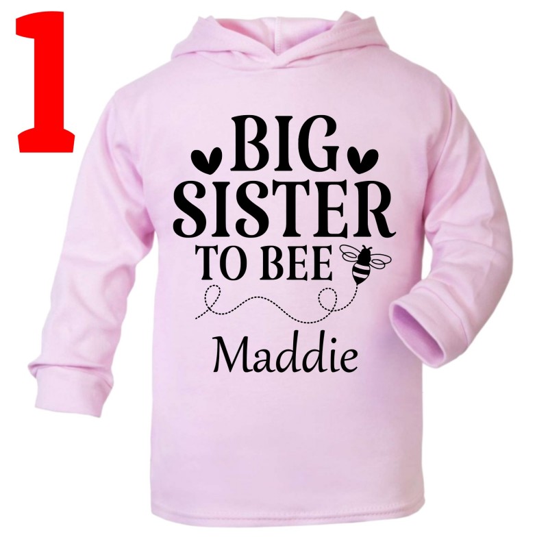 Personalised Big Sister Hoodie Pink