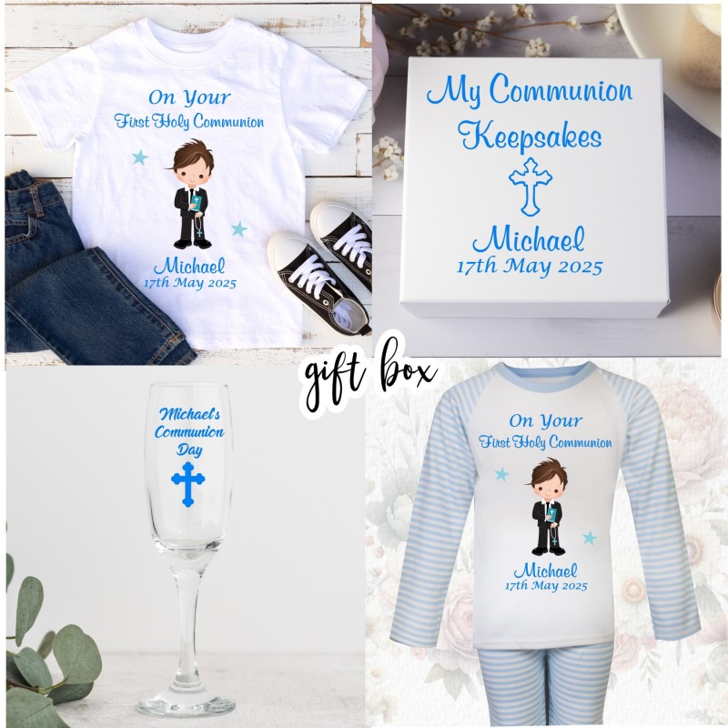 Personalised Communion Boy Gift box Blue